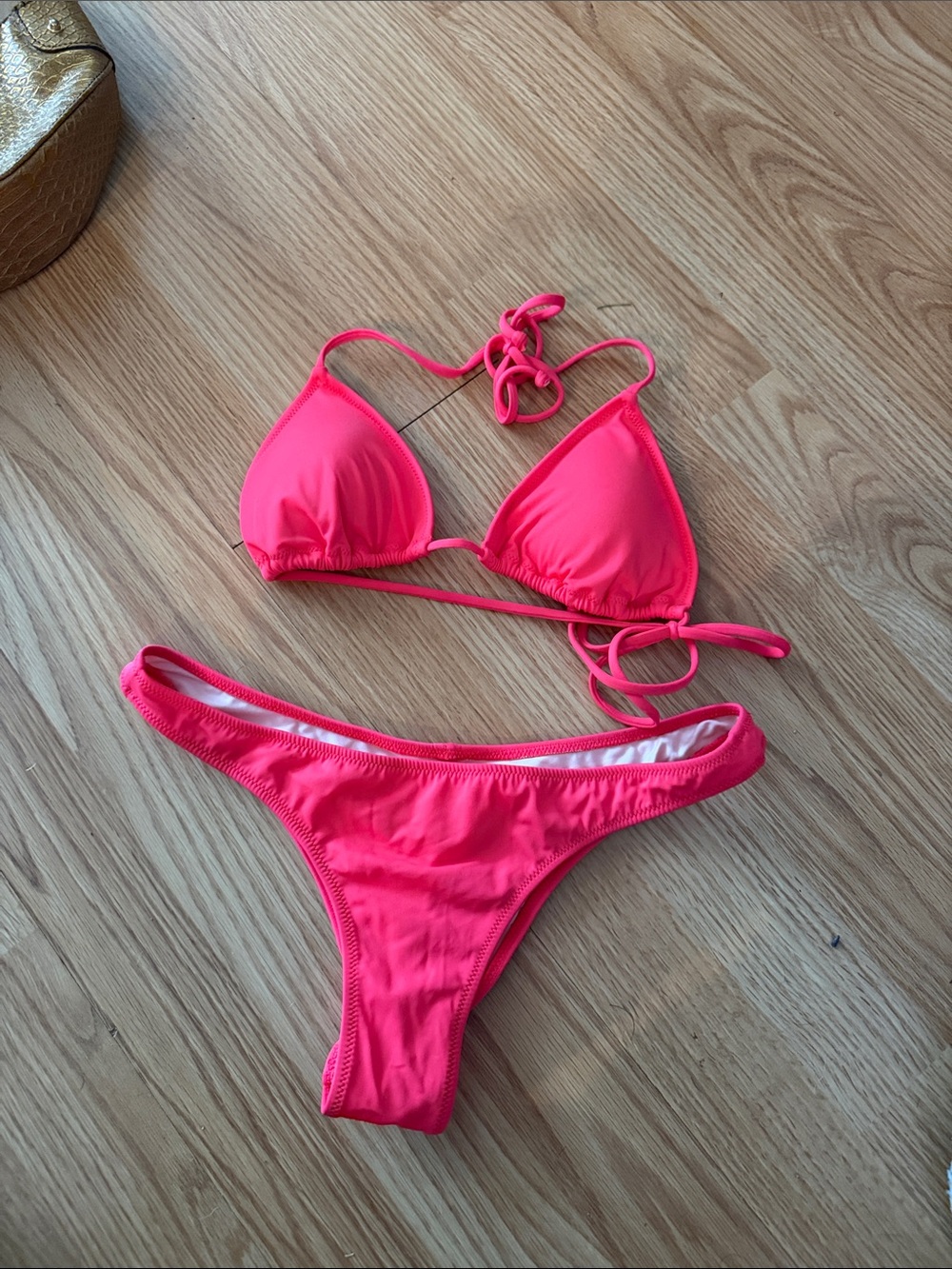 Victoria secrets Women’s Neon Pink Triangle String Bikini Set